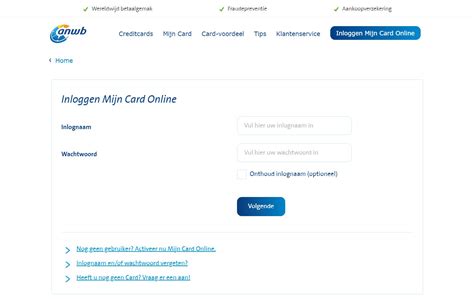 anwb mijn credit card online.